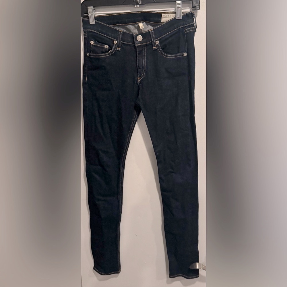 Rag & Bone Skinny Jeans Dark Heritage Blue mid rise stretch office street Y2K 25